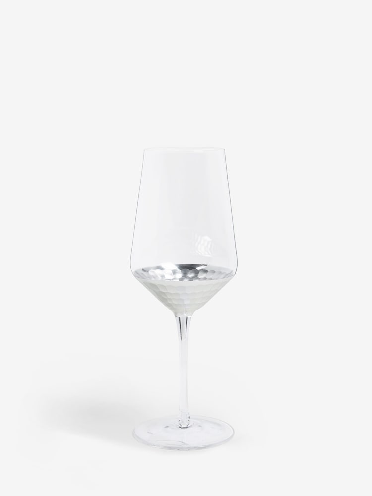 Set of 4 Silver Ellerie Hammered Tapered Wine Glasses - Image 4 of 4