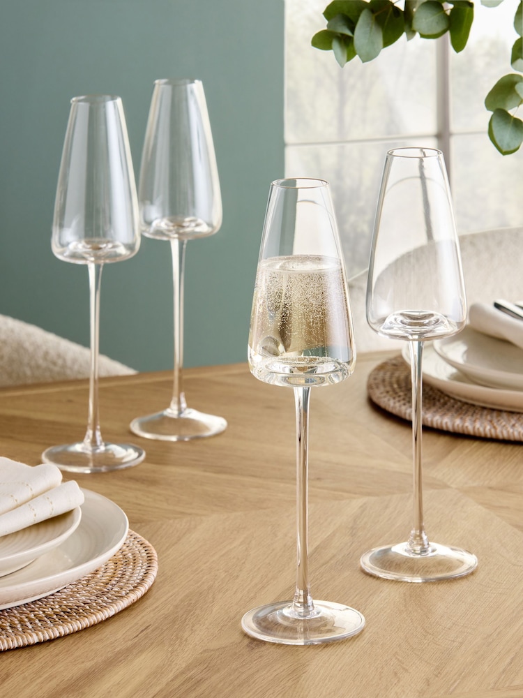 Set of 4 Clear Tapered Champagne Flutes - Image 1 of 4