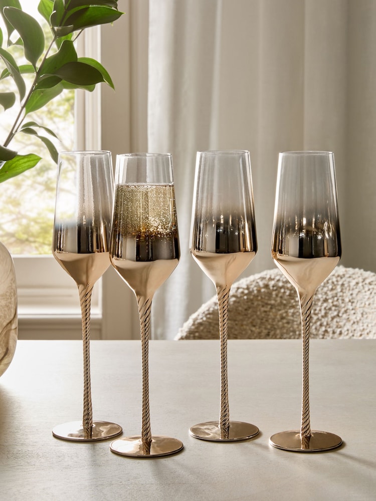 Set of 4 Gold Astrid Champagne Flutes - Image 1 of 5