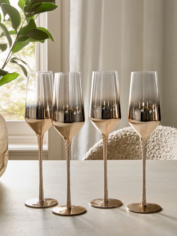 Set of 4 Gold Astrid Champagne Flutes - Image 2 of 5