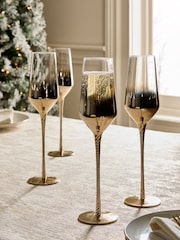 Set of 4 Gold Astrid Champagne Flutes - Image 3 of 5