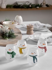 Set of 4 White Snowman Tumbler Glasses - Image 2 of 5