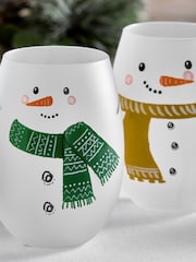 Set of 4 White Snowman Tumbler Glasses - Image 3 of 5