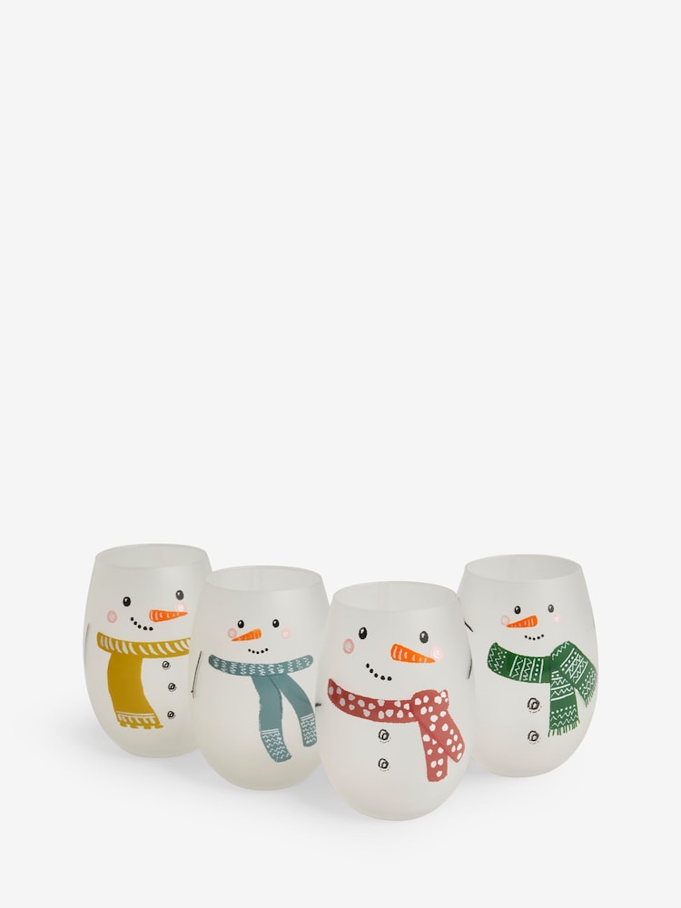 Set of 4 White Snowman Tumbler Glasses - Image 5 of 5