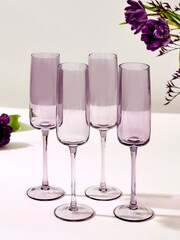 Set of 4 Purple Angular Champagne Flutes - Image 2 of 3