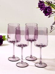 Set of 4 Purple Angular Wine Glasses - Image 2 of 3