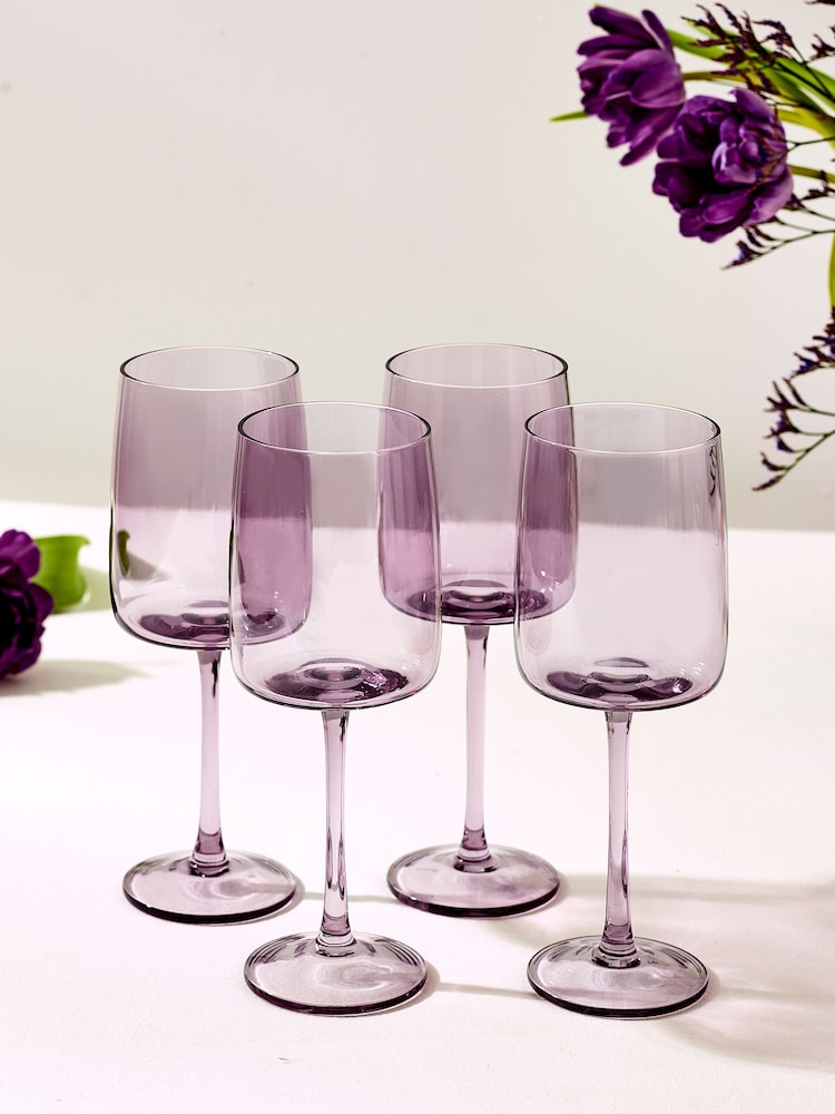 Set of 4 Purple Angular Wine Glasses - Image 2 of 3