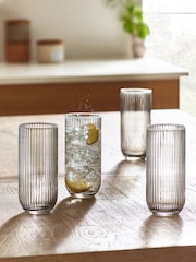 Smoke Grey Hollis Set of 4 Tall Tumbler Glasses - Image 1 of 4