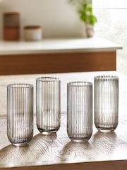 Smoke Grey Hollis Set of 4 Tall Tumbler Glasses - Image 2 of 4