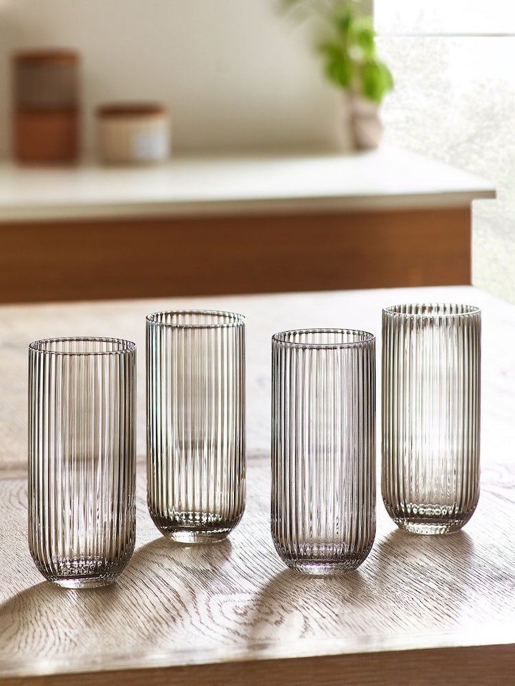 Smoke Grey Hollis Set of 4 Tall Tumbler Glasses - Image 2 of 4