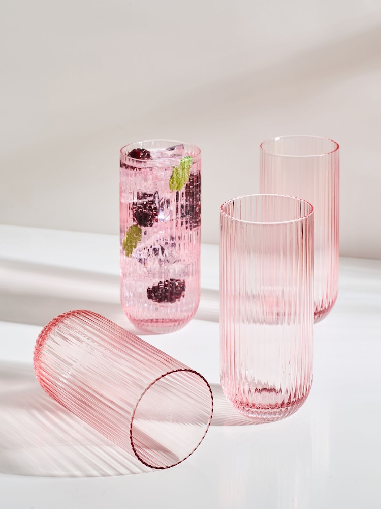 Set of 4 Pink Hollis Tumbler Glasses - Image 1 of 4