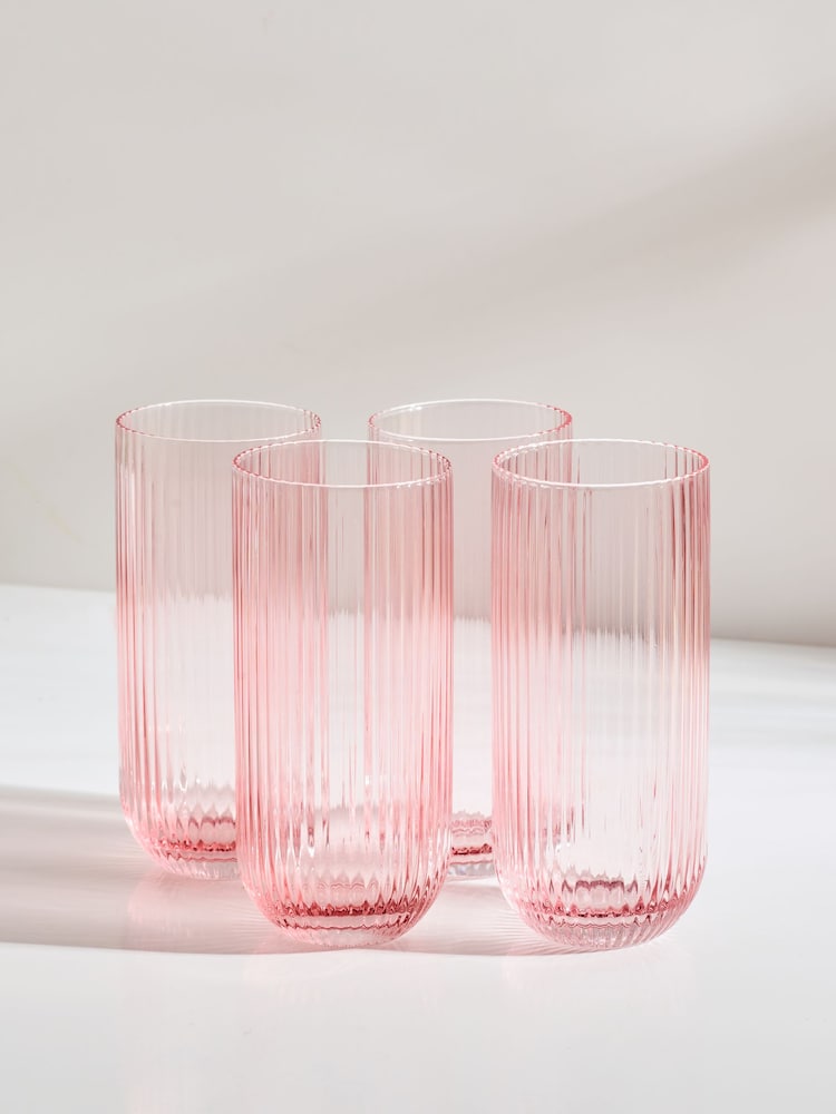 Set of 4 Pink Hollis Tumbler Glasses - Image 2 of 4