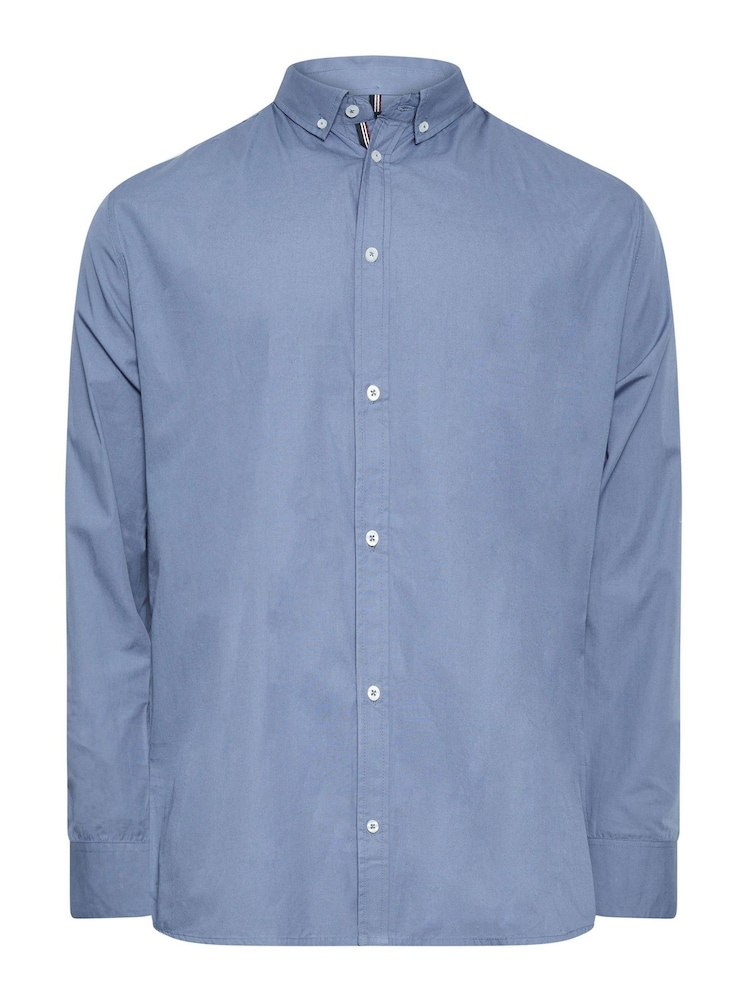 BadRhino Big & Tall Blue 100% Cotton Poplin Long Sleeve Shirt - Image 2 of 3