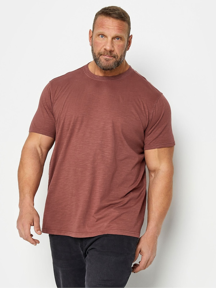 BadRhino Big & Tall Red 100% Cotton Crew Neck Slub T-Shirt - Image 1 of 2