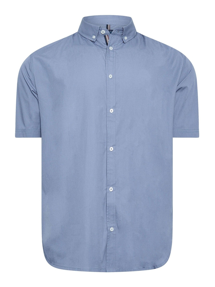 BadRhino Big & Tall Blue Short Sleeve 100% Cotton Poplin Shirt - Image 2 of 3