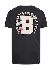 BadRhino Big & Tall Black 100% Cotton Embroidered Front And Back Print T-Shirt - Image 3 of 3