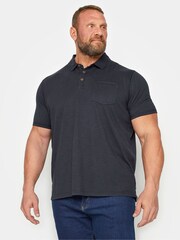 BadRhino Big & Tall Navy Blue 100% Cotton Slub Polo Shirt - Image 1 of 2