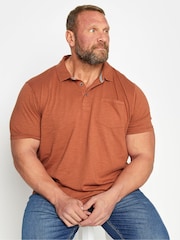 BadRhino Big & Tall Brown 100% Cotton Slub Polo Shirt - Image 1 of 2