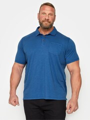 BadRhino Big & Tall Blue 100% Cotton Slub Polo Shirt - Image 1 of 2