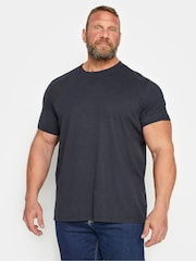 BadRhino Big & Tall Blue 100% Cotton Crew Neck Slub T-Shirt - Image 2 of 3