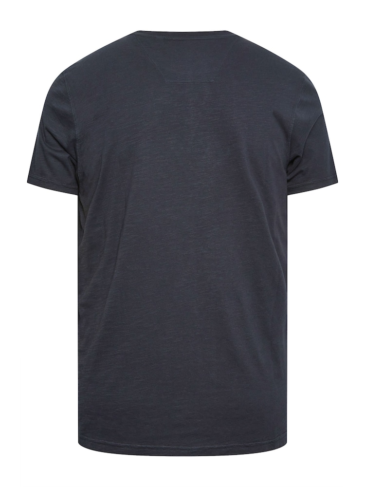 BadRhino Big & Tall Blue 100% Cotton Crew Neck Slub T-Shirt - Image 3 of 3