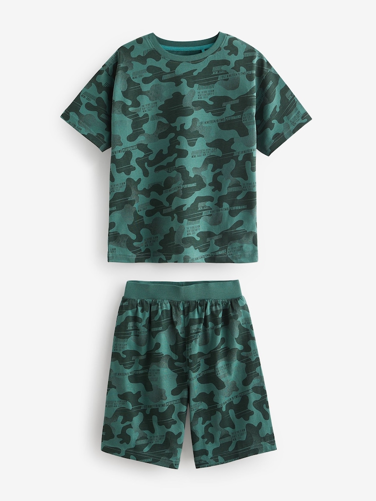 Blue/Grey/Green Camouflage Short Pyjamas 3 Pack (3-16yrs) - Image 3 of 8