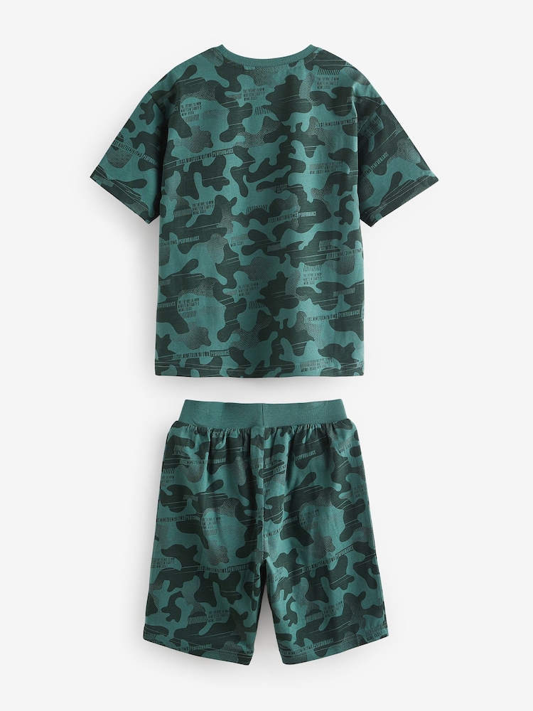 Blue/Grey/Green Camouflage Short Pyjamas 3 Pack (3-16yrs) - Image 4 of 8