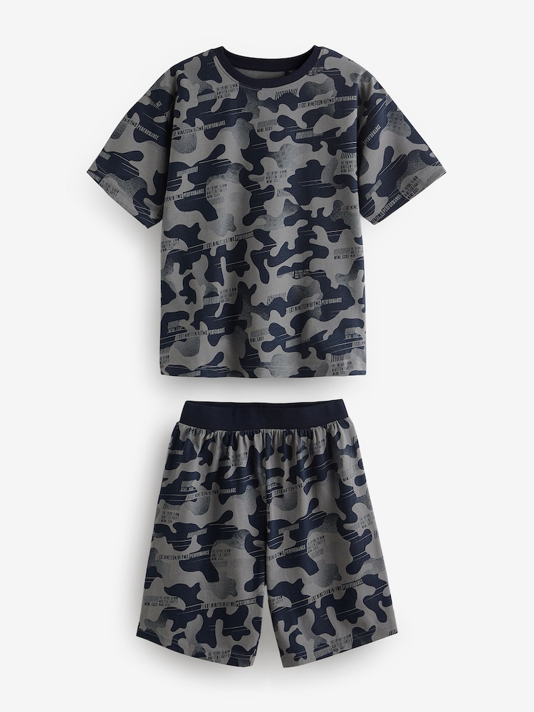 Blue/Grey/Green Camouflage Short Pyjamas 3 Pack (3-16yrs) - Image 5 of 8