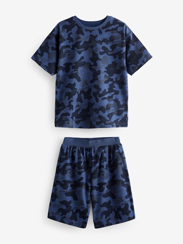 Blue/Grey/Green Camouflage Short Pyjamas 3 Pack (3-16yrs) - Image 6 of 8