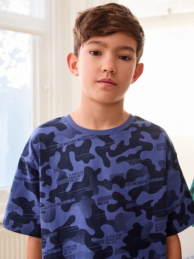 Blue/Grey/Green Camouflage Short Pyjamas 3 Pack (3-16yrs) - Image 7 of 8