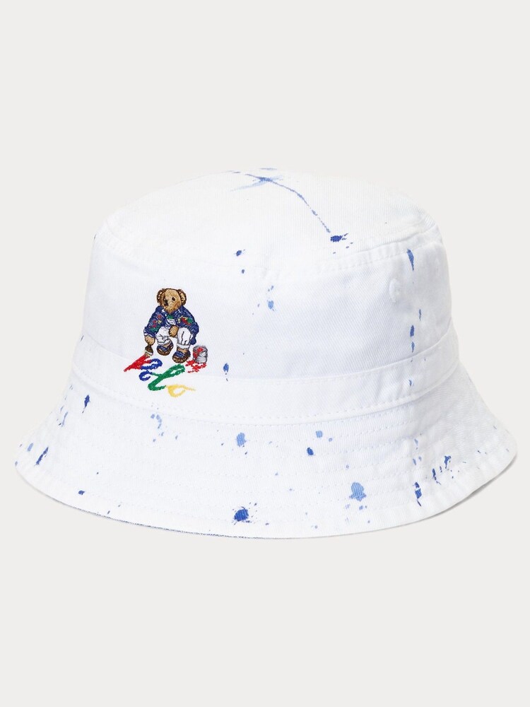 Polo Ralph Lauren PaintSplatter Polo Bear White Bucket Hat - Image 1 of 3