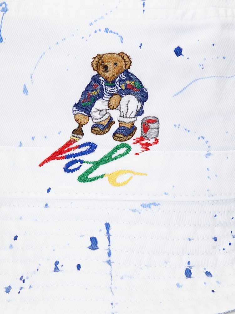 Polo Ralph Lauren PaintSplatter Polo Bear White Bucket Hat - Image 3 of 3