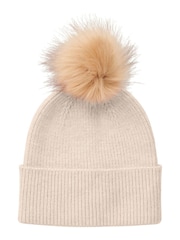PIECES Pink Pom Pom Hat - Image 1 of 4