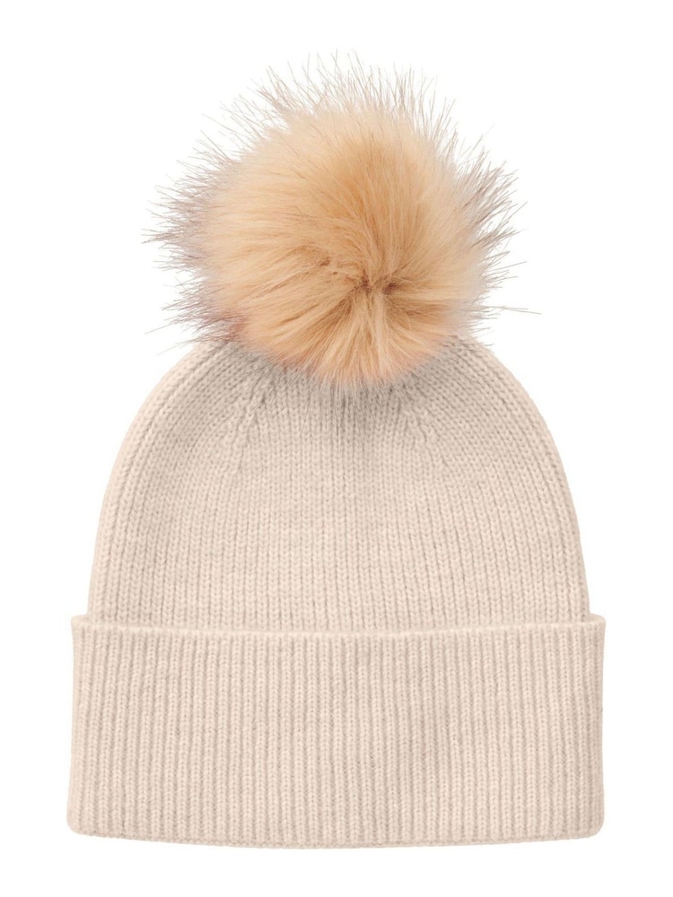 PIECES Pink Pom Pom Hat - Image 1 of 4