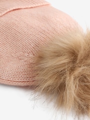 PIECES Pink Pom Pom Hat - Image 2 of 4