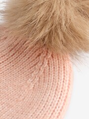 PIECES Pink Pom Pom Hat - Image 4 of 4