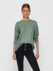 Grün - Only Longline Weicher Tunika-Pullover mit Rundhalsausschnitt - Bild 1 von 2
