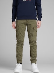 JACK & JONES JUNIOR Green Cuffed Cargo Trousers - Image 1 of 3