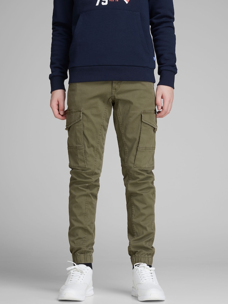 JACK & JONES JUNIOR Green Cuffed Cargo Trousers - Image 1 of 3