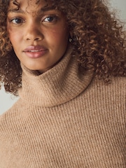 ONLY Brown Roll Neck Knitted Jumper Dress - Image 2 of 5