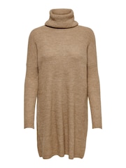 ONLY Brown Roll Neck Knitted Jumper Dress - Image 9 of 9