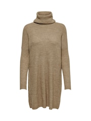 ONLY Brown Roll Neck Knitted Jumper Dress - Image 4 of 5