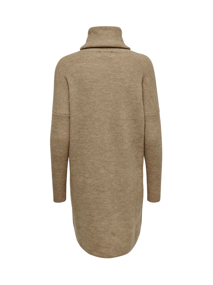 ONLY Brown Roll Neck Knitted Jumper Dress - Image 5 of 5