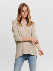 Creme - Only Longline Weicher Tunika-Pullover mit Rundhalsausschnitt - Bild 1 von 4