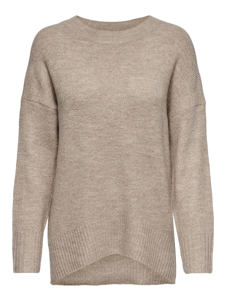 Creme - Only Longline Weicher Tunika-Pullover mit Rundhalsausschnitt - Bild 4 von 4