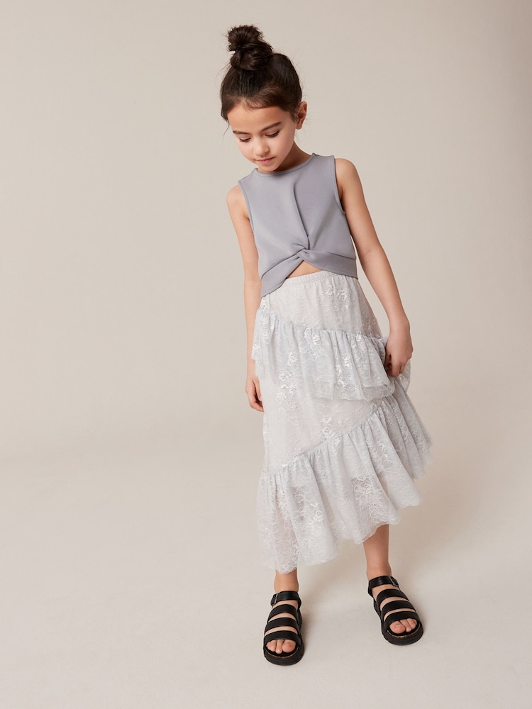 Grey Lace Maxi Skirt And Top Set (3-16yrs) - Image 2 of 5