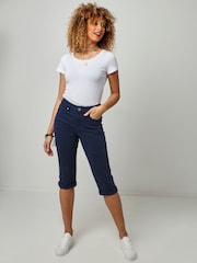 Joe Browns Blue Essentials Stretch Capri Trousers - Image 1 of 3
