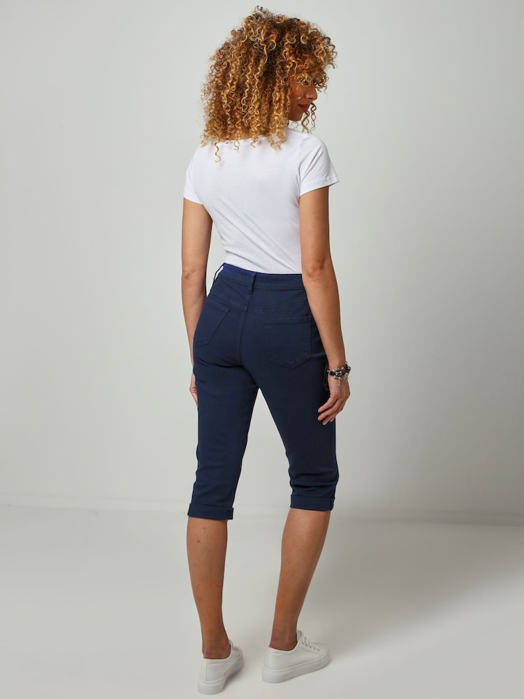 Joe Browns Blue Essentials Stretch Capri Trousers - Image 2 of 3
