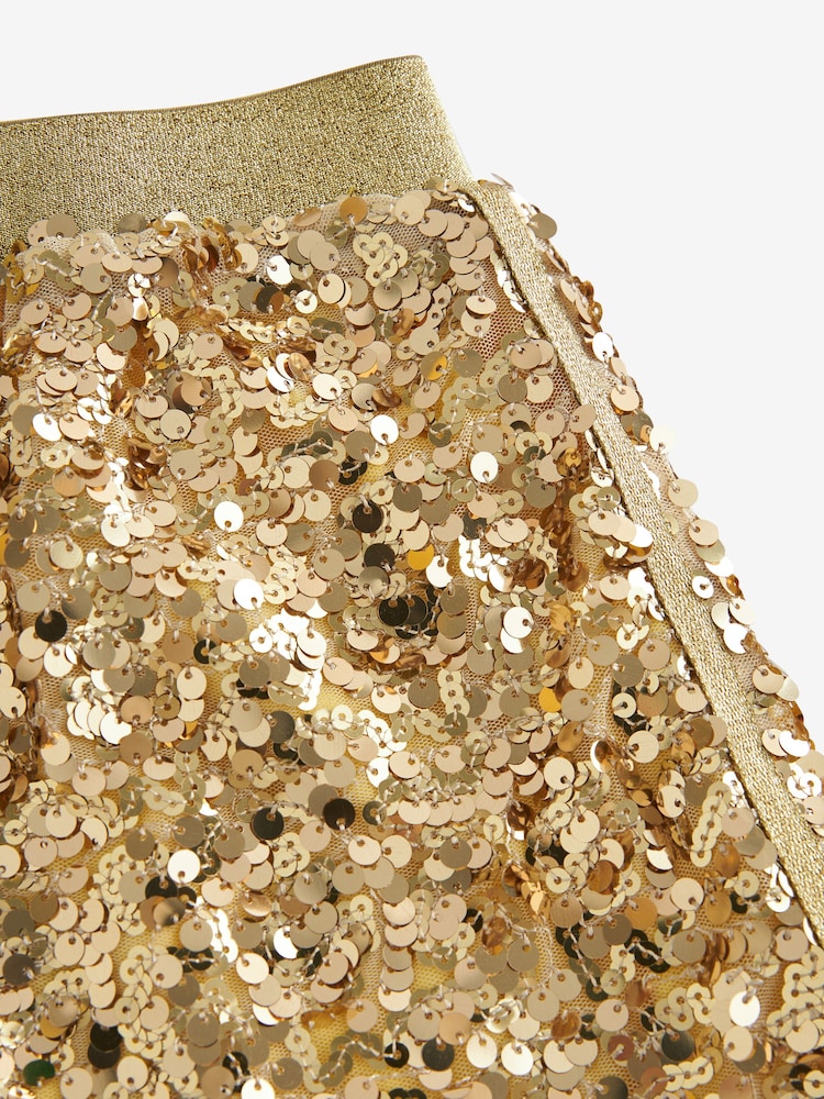 Gold A-Line Sequin Skirt (3-16yrs) - Image 6 of 6