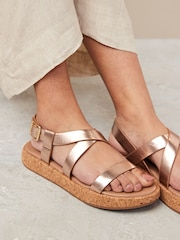 Rose Gold Forever Comfort® Flatform Strappy Sandals - Image 2 of 8
